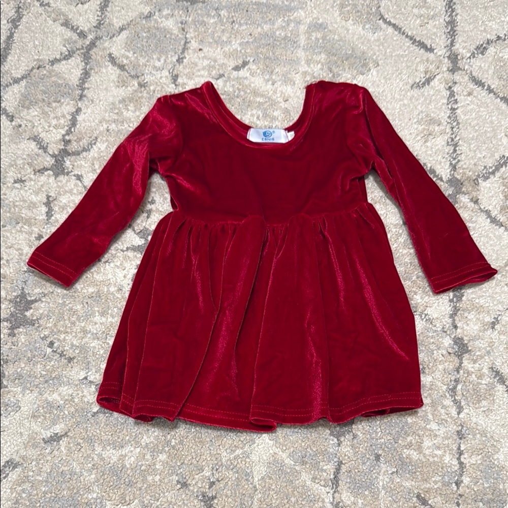 Red Velvet Long Sleeve Dress